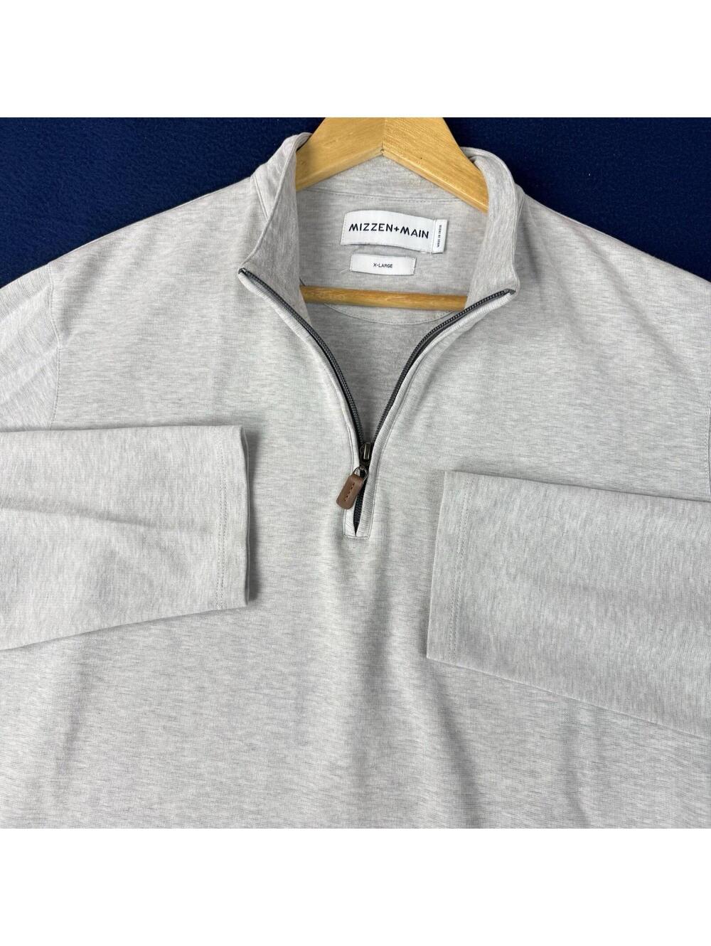 Mizzen+Main Men Quater Zip Sweatshirts Lightweight Size XL Minimal Preppy Casual
